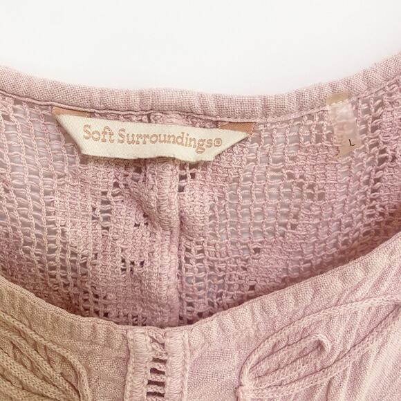 Soft Surroundings embroidered mauve artisan tank blouse - Picture 5 of 8